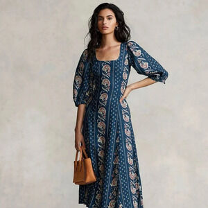 NWT POLO Ralph Lauren Floral Paisley Linen Dress